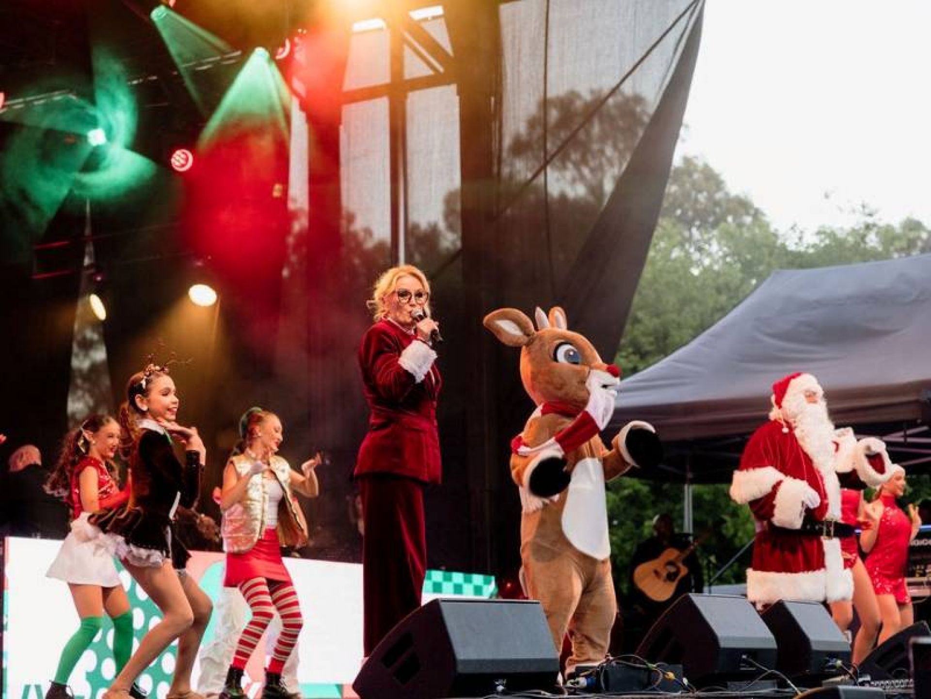 Rudolph, Santa and Impact Entertainment dancers