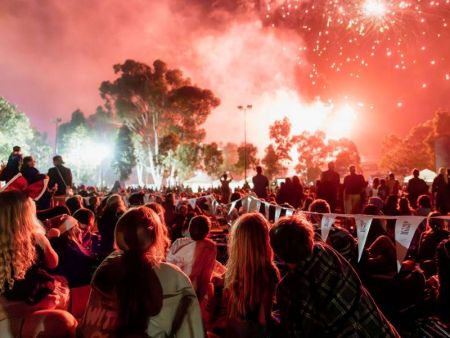 Fireworks in the sky over Tea Tree Plaza