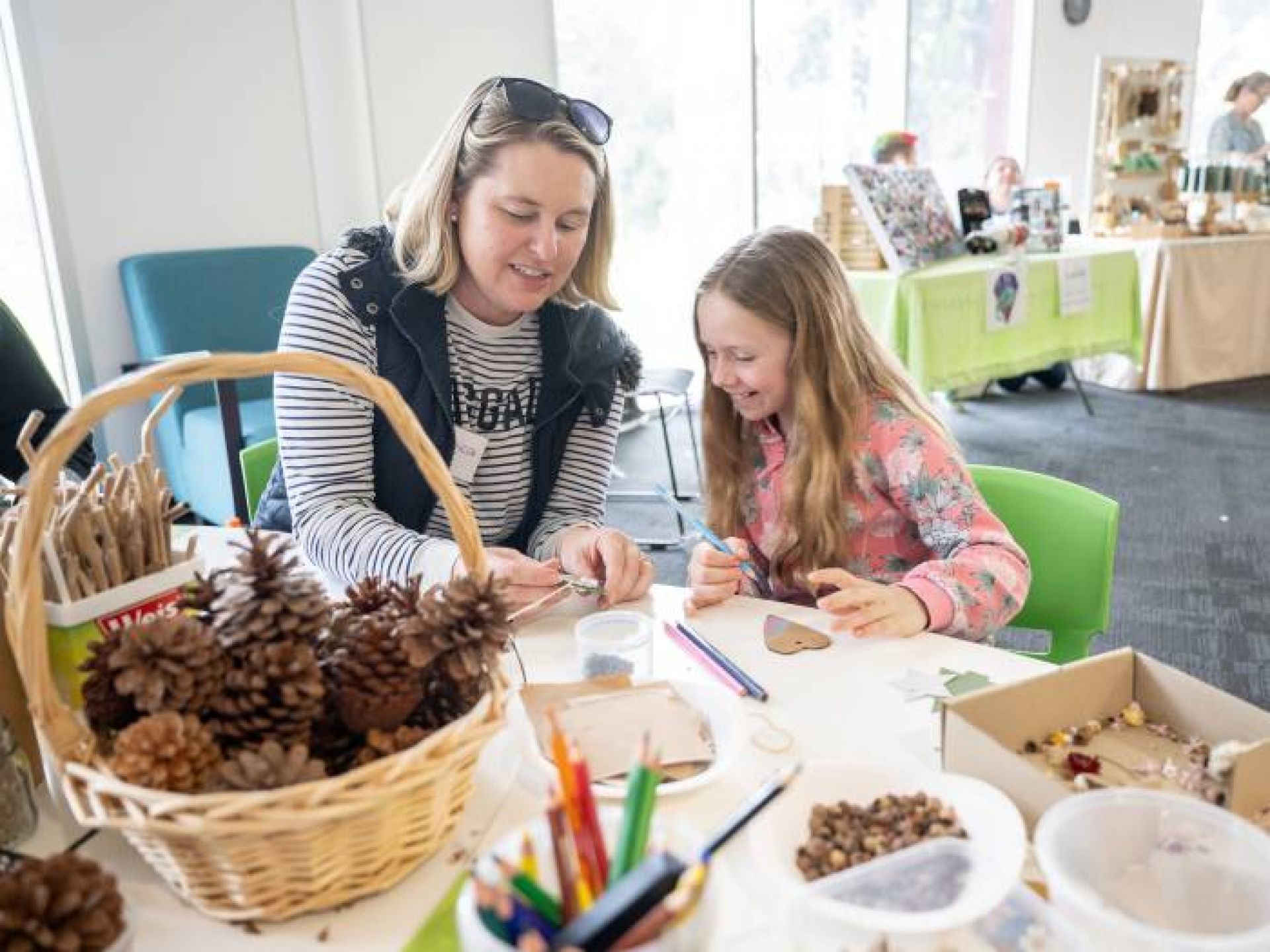 Parent and child doing a craft activity