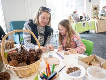 Parent and child doing a craft activity