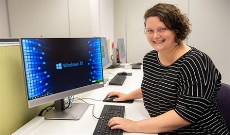 Person at a library computer