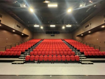 Photo of 3 sections of tiered seating at the Arts Centre