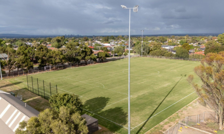 Aerial view of the sports field during the day
